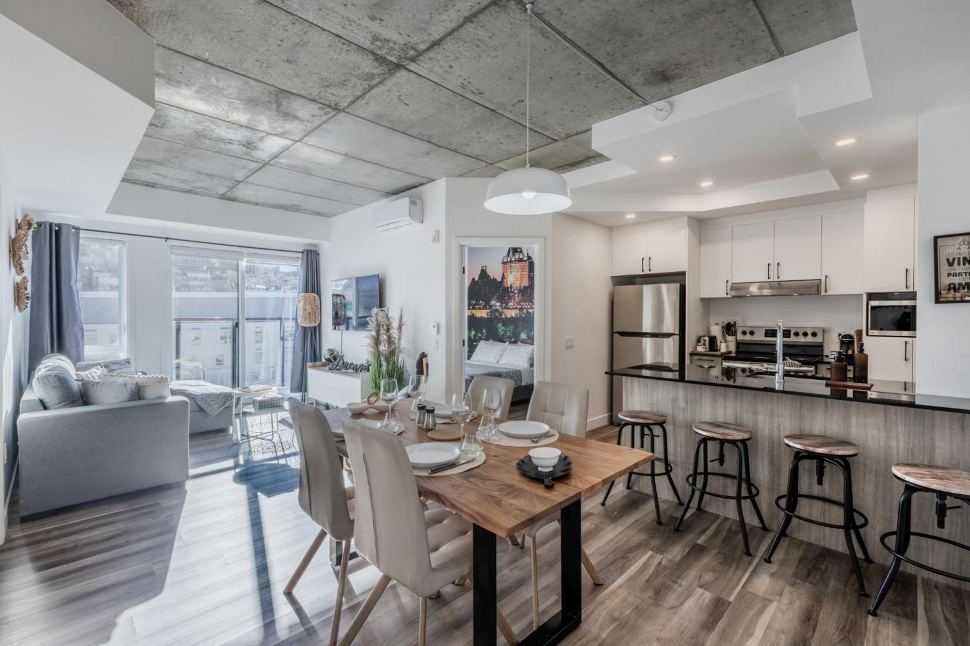 Appartement L'horizon Urbain, Centre Ville, Toit-terrasse Gym Ville de Québec